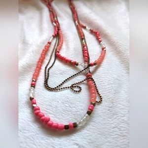 Coral Pink Beaded Necklace